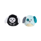 Chiot noir squelette et chiot bleu ciel côte à côte