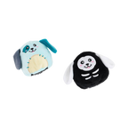 Chiot bleu ciel et chiot squelette noir de trois quarts