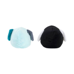 Dos des deux chiots, oreilles bleues et tête noire