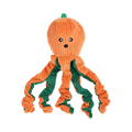 Pieuvre orange côtelée aux tentacules verts et orange frisés