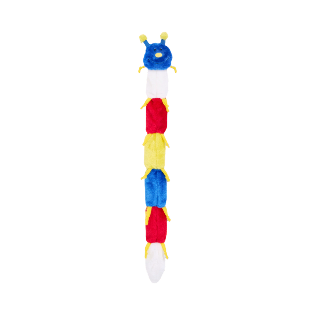 Chenille multicolore droite, pattes jaunes de chaque côté