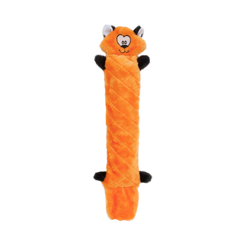 Renard orange tout en longueur, pattes et queue blanches