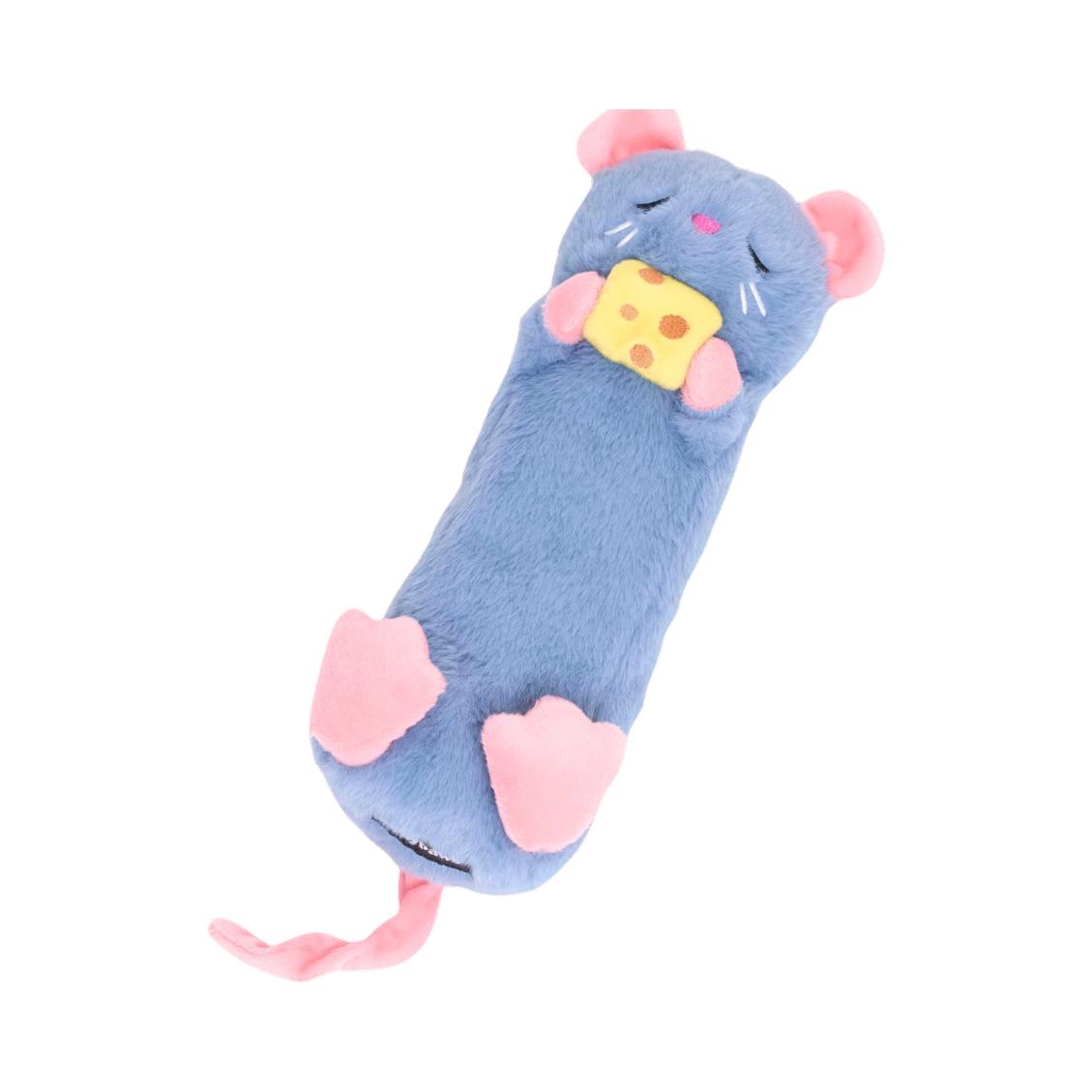 Souris lavande aux pattes roses, vue de trois quarts