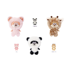 Peluches surprises ours rose, panda et girafe avec leurs noms
