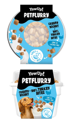 Pot de Pet Flurry dinde YowUp! vu du dessus, morceaux de viande visibles