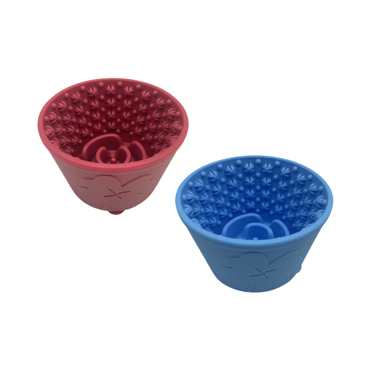 Deux pots, framboise et bleu, côte à côte