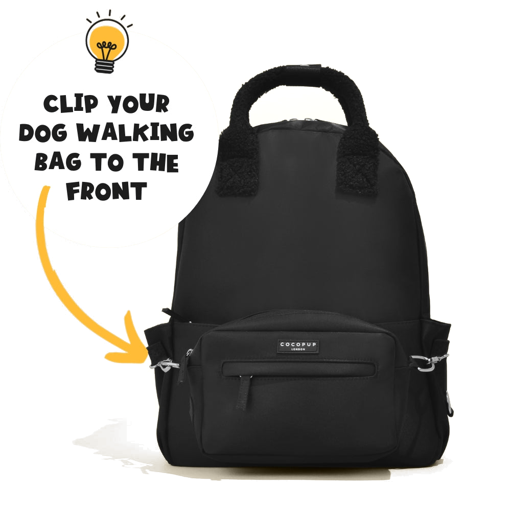 Sac noir avec bulle expliquant son clip à l'avant