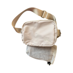Sac banane beige et sa poche gourde grise