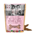 Sachet SANA Beef Fillets framboise et épinard avec filets à côté
