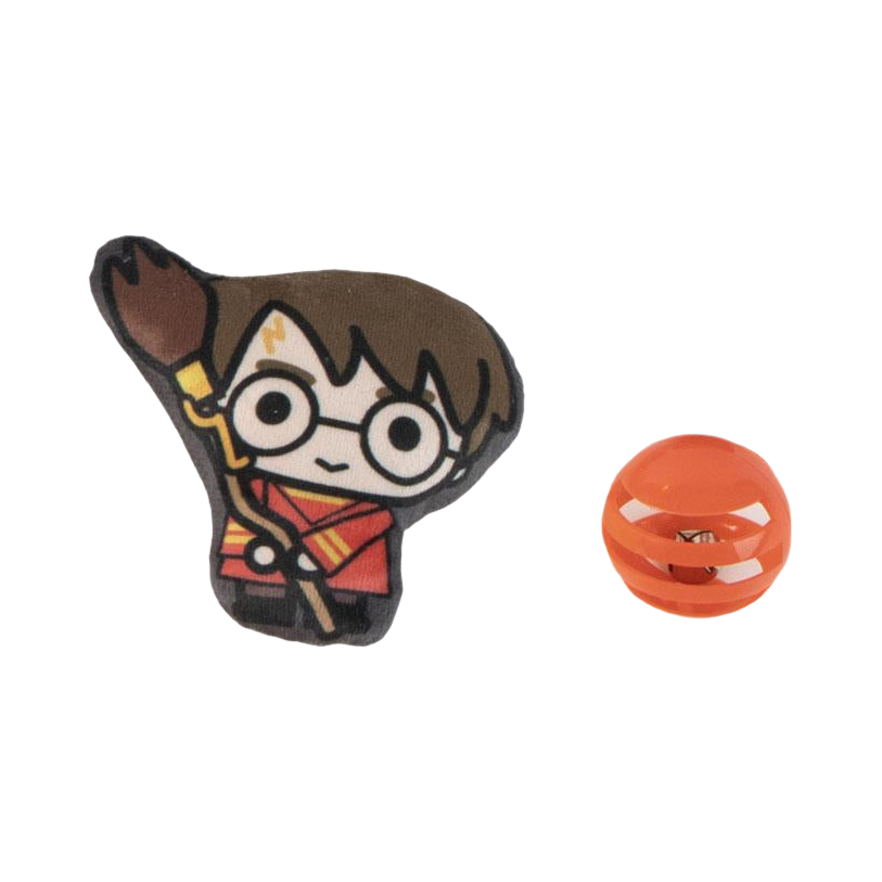 Coussin sorcier à lunettes et balle orange grelot
