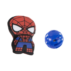 Peluche Spider-Man à côté d'une balle grelot bleue