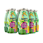 Rangée de bouteilles vertes Gemüsebeet aux légumes