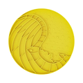 Tapis rond jaune vif avec baleine et vagues en relief