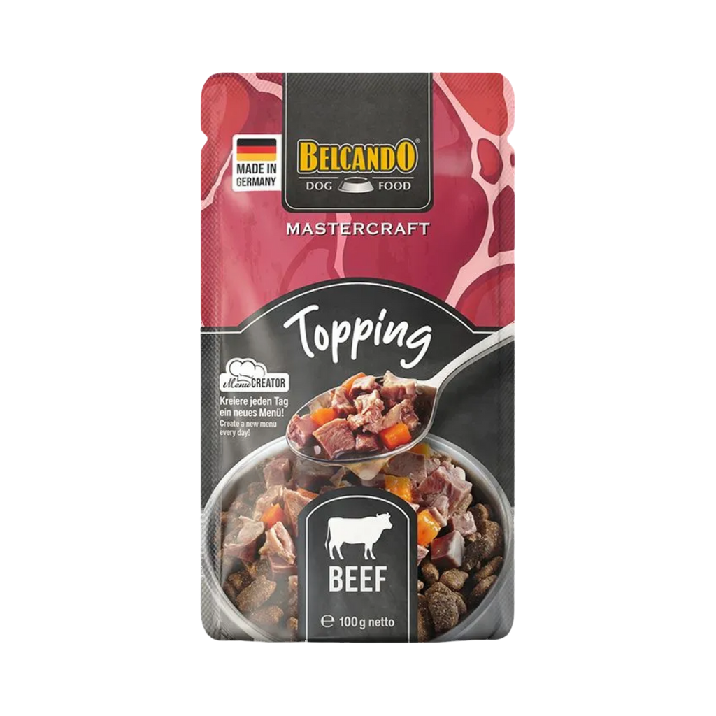 Sachet rouge et noir Topping Beef, bœuf illustré