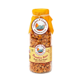 Bouteille en verre au ruban orange, étiquette Pumpkin Bites