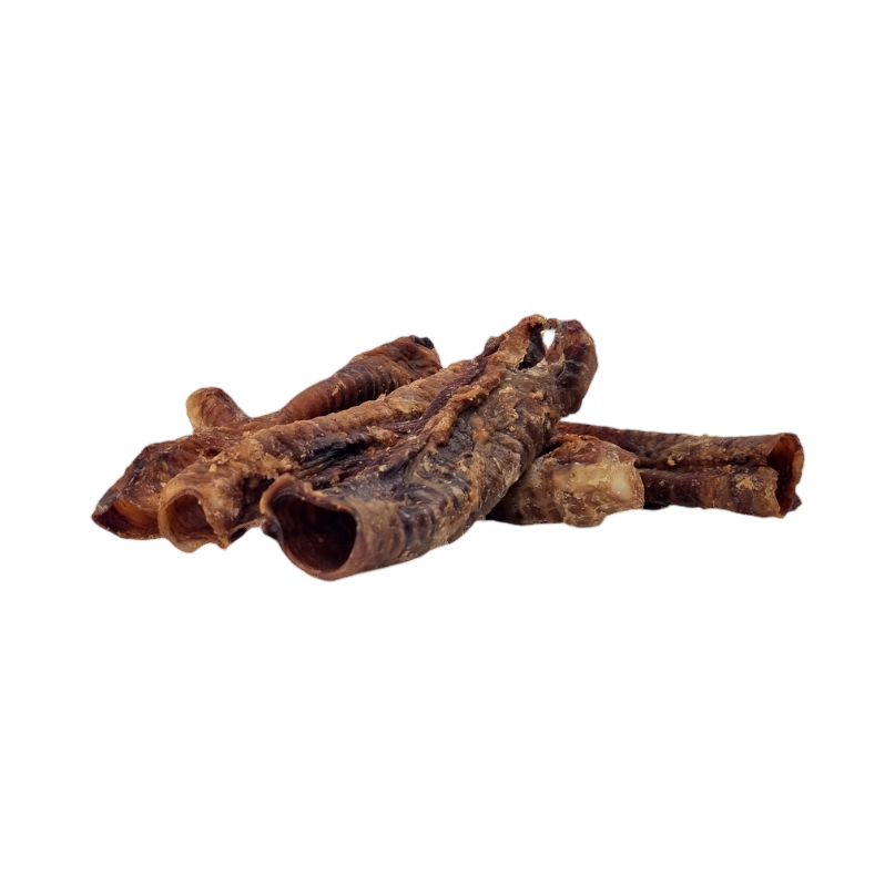 Morceaux de trachée de chèvre séchée rougeâtres