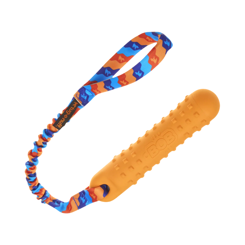 Bâton orange à picots avec sangle bungee bleue et orange