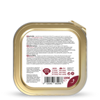 Dos de la barquette de pâtée WOW au gibier 150 g avec la composition
