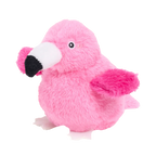 Oiseau rose au bec noir et blanc, vu de trois quarts