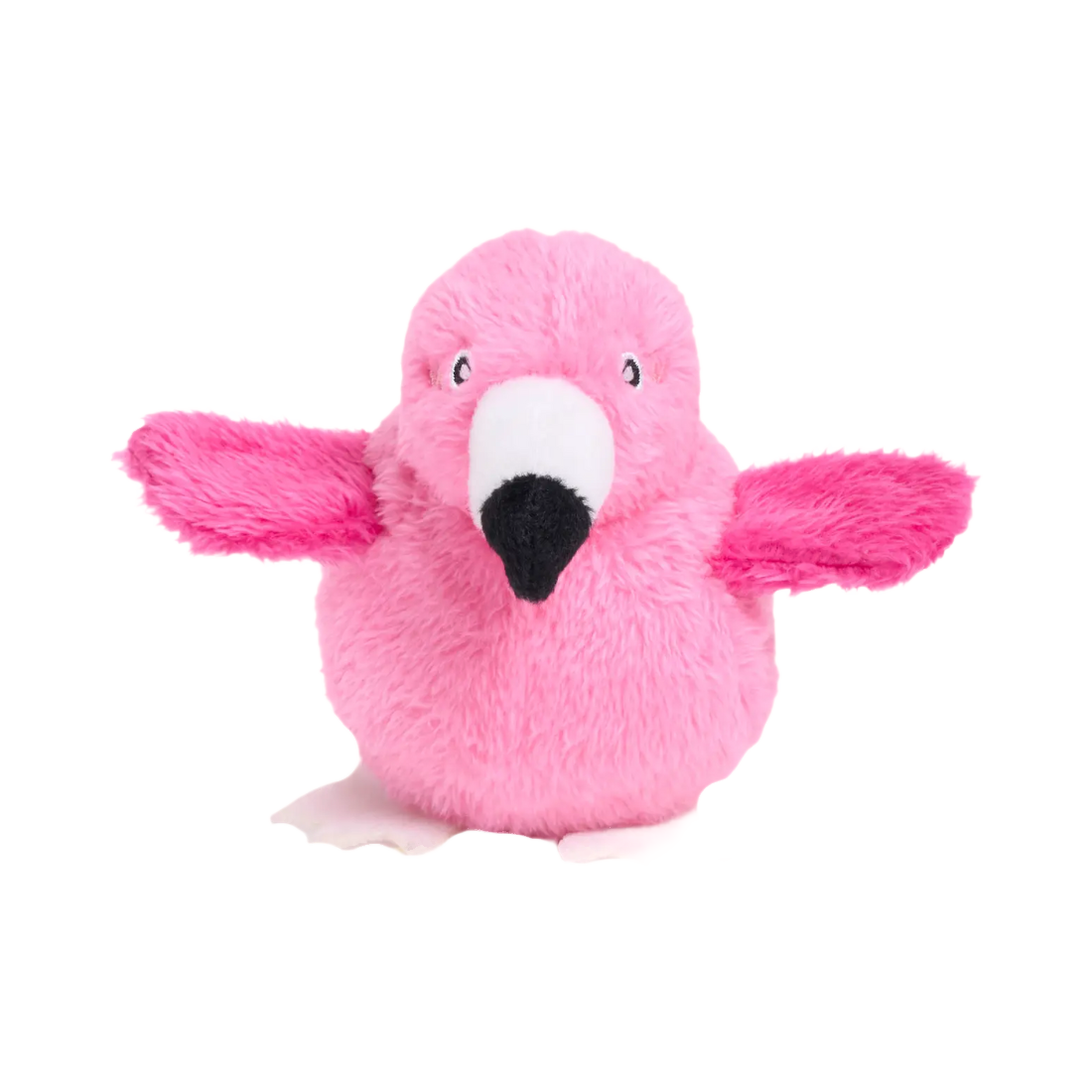 Oiseau rose de face, ailes fuchsia déployées