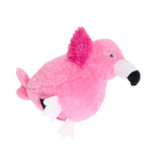 Oiseau rose vu de dos, pattes blanches en l'air
