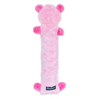 Dos de la peluche ours rose Jigglerz avec l'étiquette ZippyPaws