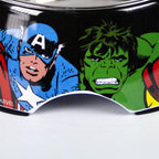 Détail des visages de Captain America et Hulk sur le flanc