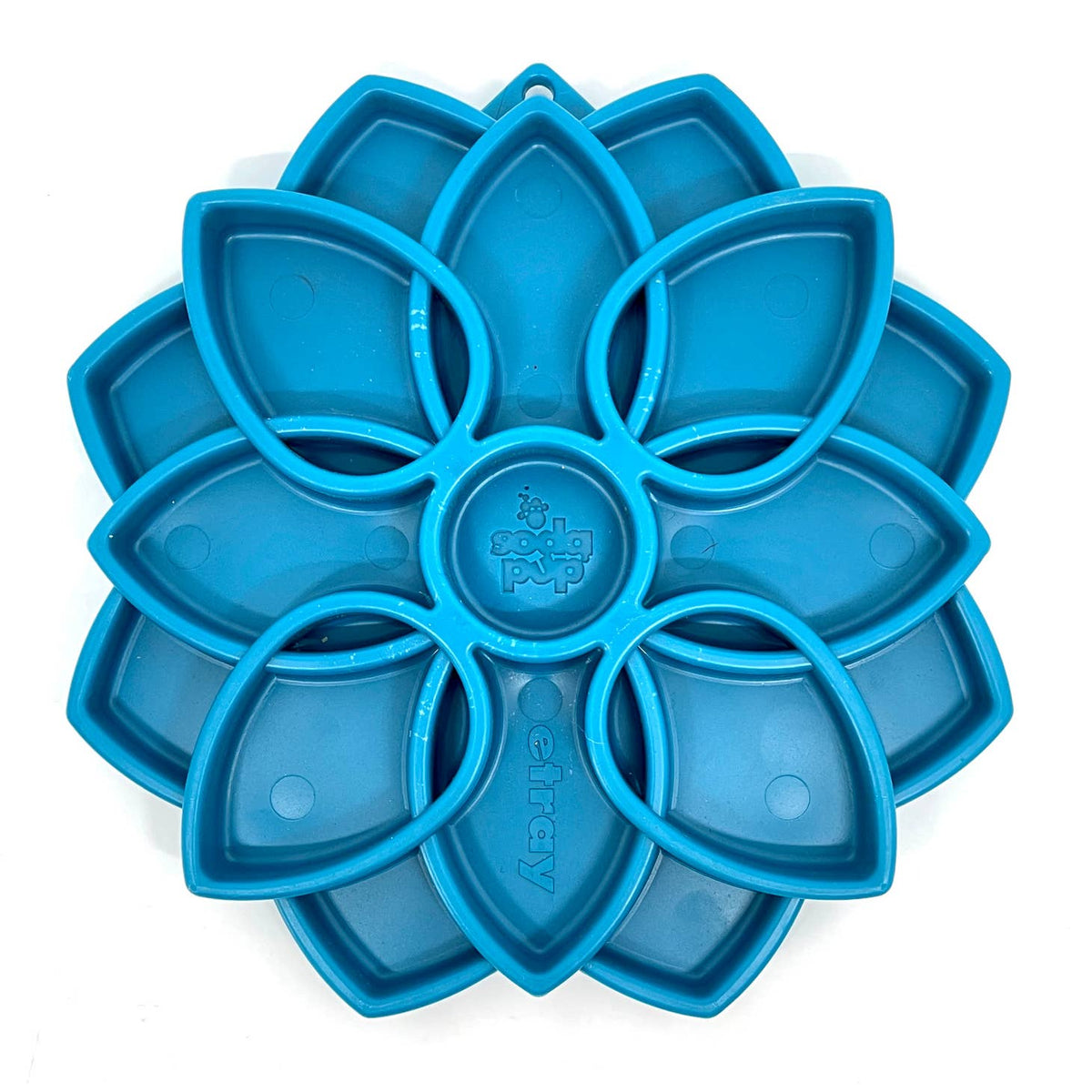 Version bleue du plateau floral vue de dessus