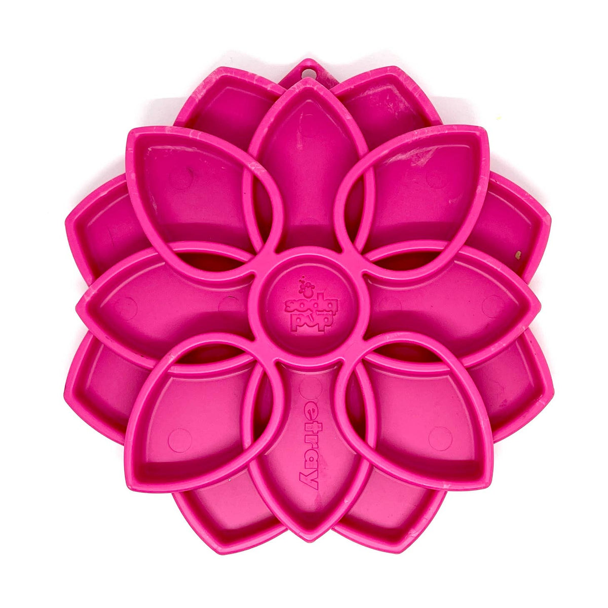 Version rose fuchsia du plateau floral vue de dessus